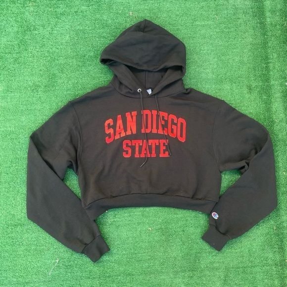 Tops - San Diego State Women's Black Cropped Hoodie Size M